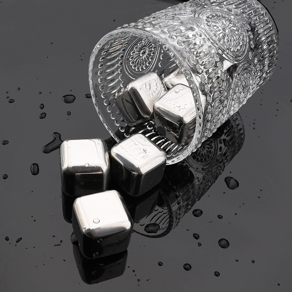 Mehrweg Kühler 304 Edelstahl Eiswürfel Whisky Steine mit Zangen für Whisky Wein und Cocktail Bar Utensilien Set Beste