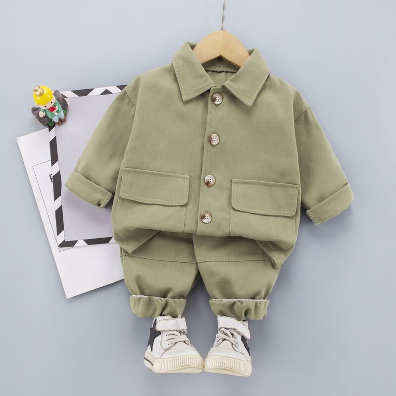 Wiosna Boys Baby odzież codzienna niemowlę dzieci kurtki robocze spodnie 2 sztuk/zestaw maluch modny kostium dzieci sportowe dresy: XYF S CHUNSE GREEN / 4 t