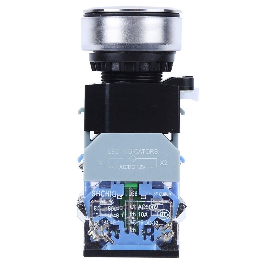 Push-button switch, compact push-button switch, industrial positioning accessories with blue light, AC/DC12V,: Reset