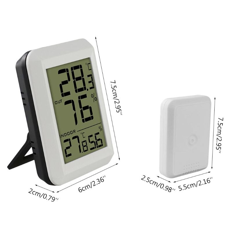 Indoor Outdoor Wireless Digital Thermometer Hygrometer Temperature Humidity Monitor ℃/℉ Wireless Sensor