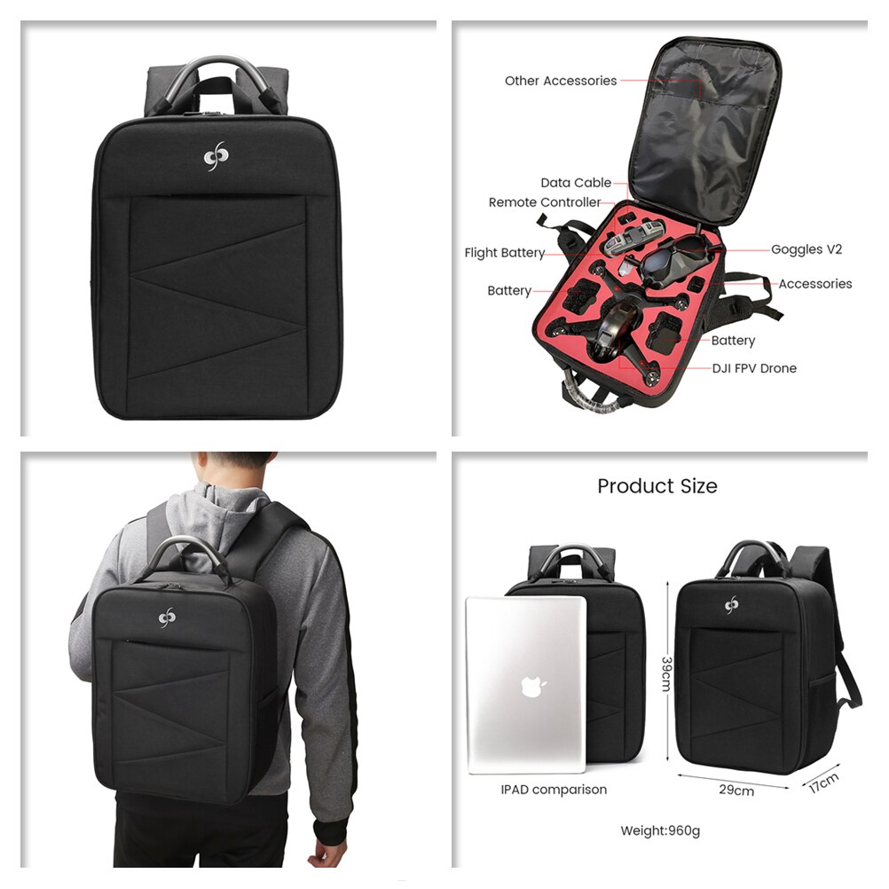 til dji fpv combo briller  v2 drone bag bærbar beskyttelse lagring bæreveske slitesterk motstandsdyktig vanntett nylon