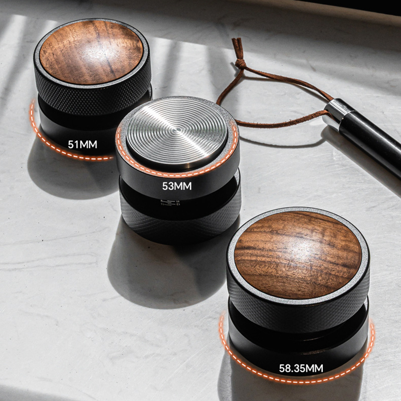 Distribuidor de café por gravedad calibrado de profundidad ajustable de acero inoxidable, herramientas profesionales para Barista, 51/53/58,35mm