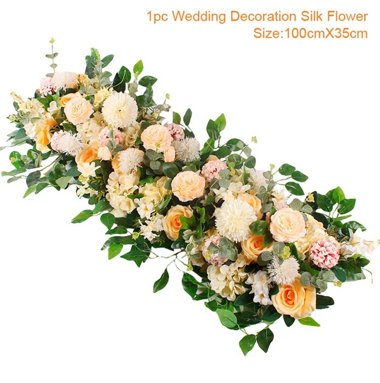 Kunstmatige Rose Bruiloft Bloemen Rose Pioen Hortensia Gebogen Deur Nep Bloem Decoratieve Rij Venster t-station bruiloft decoratie: Artificial Flowers 7