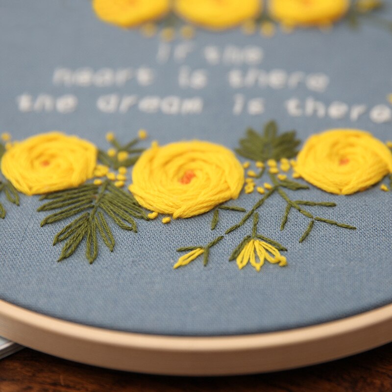 DIY Embroidery Set High-quality Cotton Linen Handmade Ribbon Flower Pattern Embroidery Set Frame Needlework Kit For Beginner