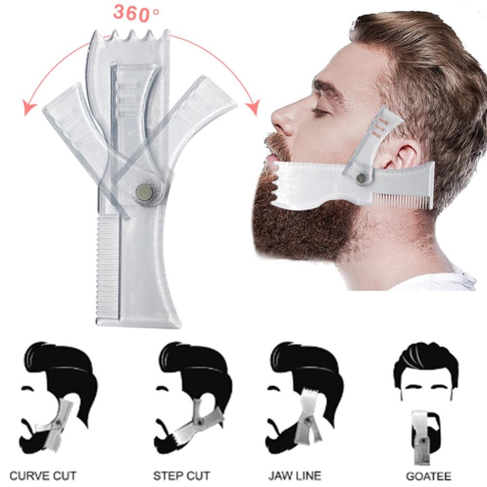 Beard Shape Comb Tool Trimming Shaper Template Comb Transparent Men's Beards Combs Beauty Tool For Hair Beard Trim Templates