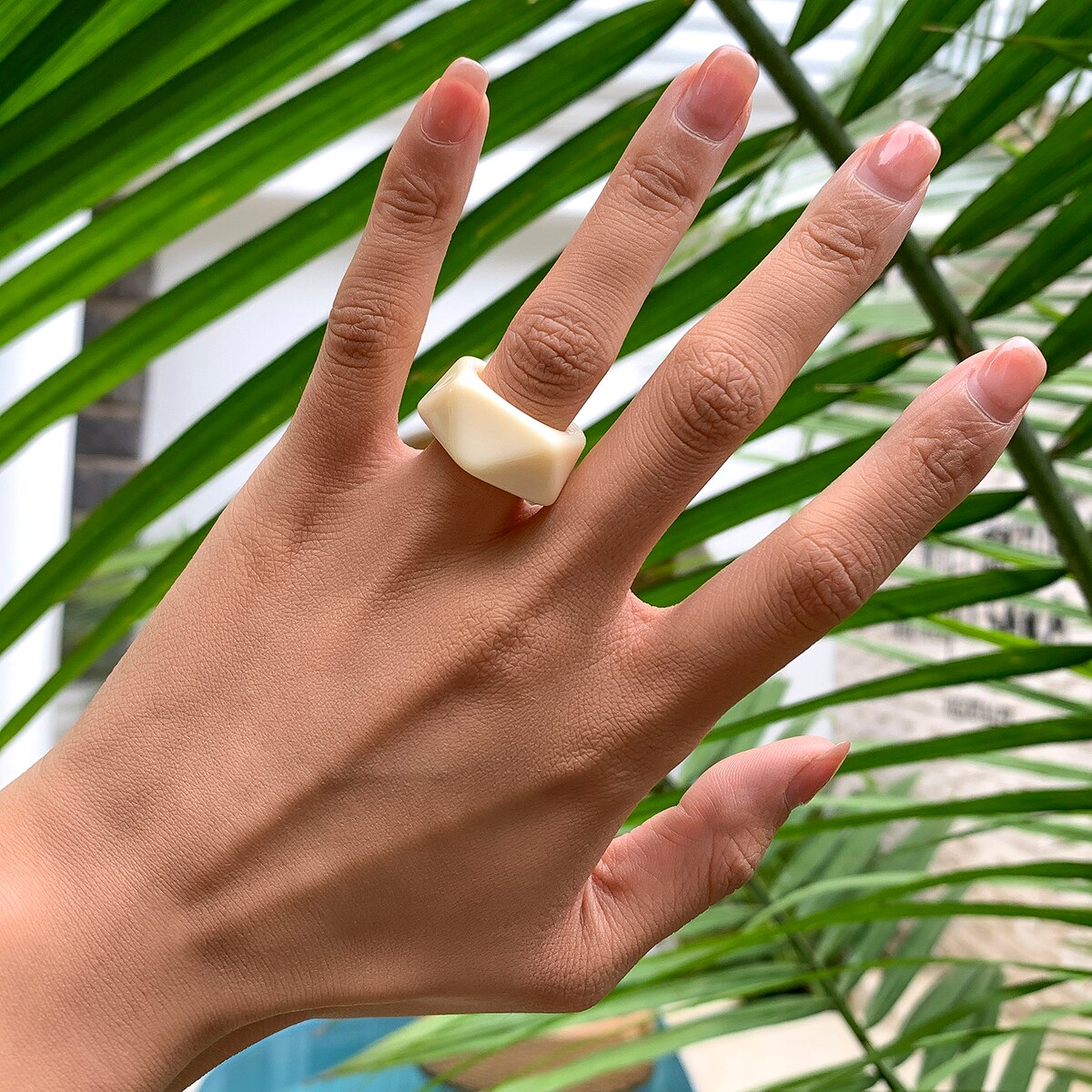 Gennemsigtig akryl geometriske åbne ringe regnbue farverige harpiks kno finger ringe til kvinder piger smykke fest