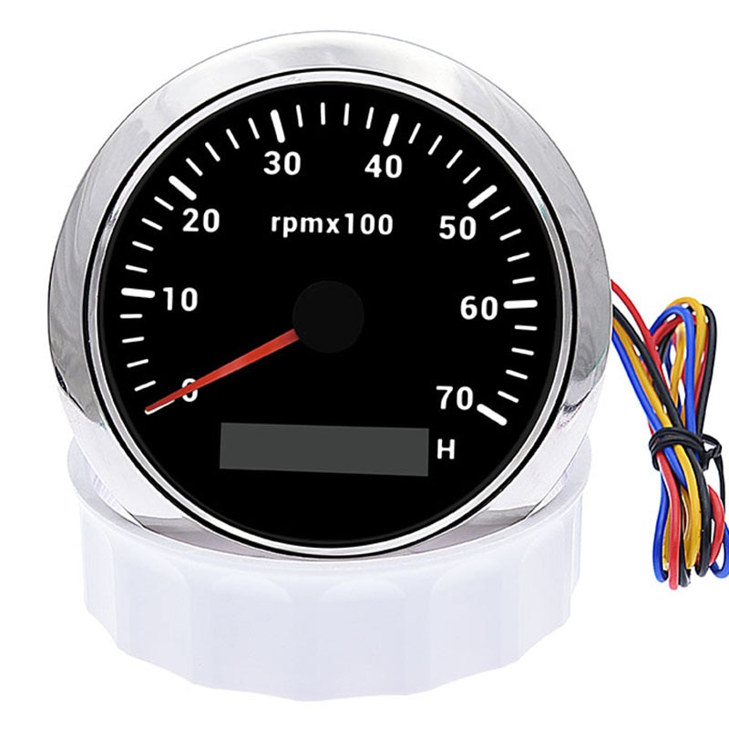 85mm Tachometer 3000 6000 8000 RPM Tacho Mit 7 Farben Hintergrundbeleuchtung Marine Boot RPM Meter Gauge LCD Tacometro Digital stunde Meter