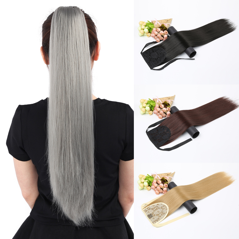 LISI HAIR Long Straight Clip In Tail False Hair Ponytail Hairpiece With Hairpins Synthetic Pony Tail Extensions