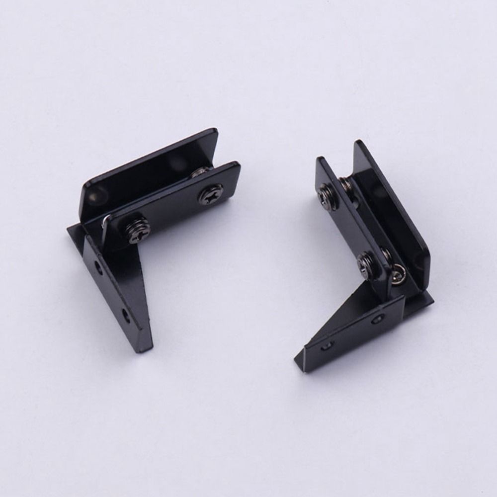 Bisagra de puerta de vidrio sin perforar, 2 piezas, para vitrina, armario de vidrio, montaje lateral, herrajes para muebles de acero inoxidable: Plata
