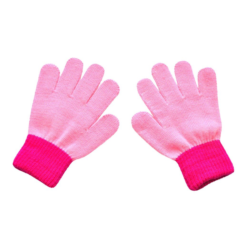 Kinderen Kids Magic Winter Handschoenen Colorblock Volledige Finger Warm Gebreide Handschoenen Effen Katoen Blends Soft Aantrekkelijke Handschoen: Pink