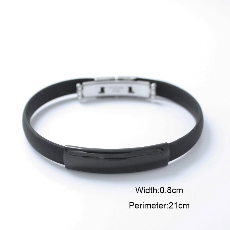 Heren Armband Titanium Stalen Armband Modieuze Persoonlijkheid Black Charm Rubber Paar Armband Voor Mannen