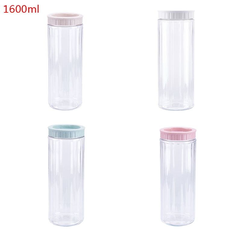 Kitchen Transparent Food Storage Container With Lids Durable Seal Pot Cereal Grain Bean Rice Sealed Plastic Milk Powder Jar: 1600ML