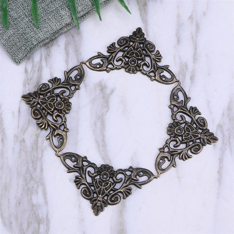 12 sztuk retro ochraniacz narożny DIY metal zatrzymać cynkowy ochraniacz narożny robić ramki na zdjęcia Scrapbooking zeszyt (4.8x3.5cm)