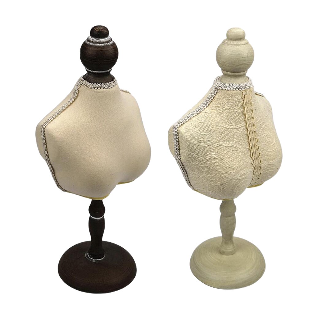 Elegante Ketting Etalagepop Buste Met Houten Basis Sieraden Chokers Stand
