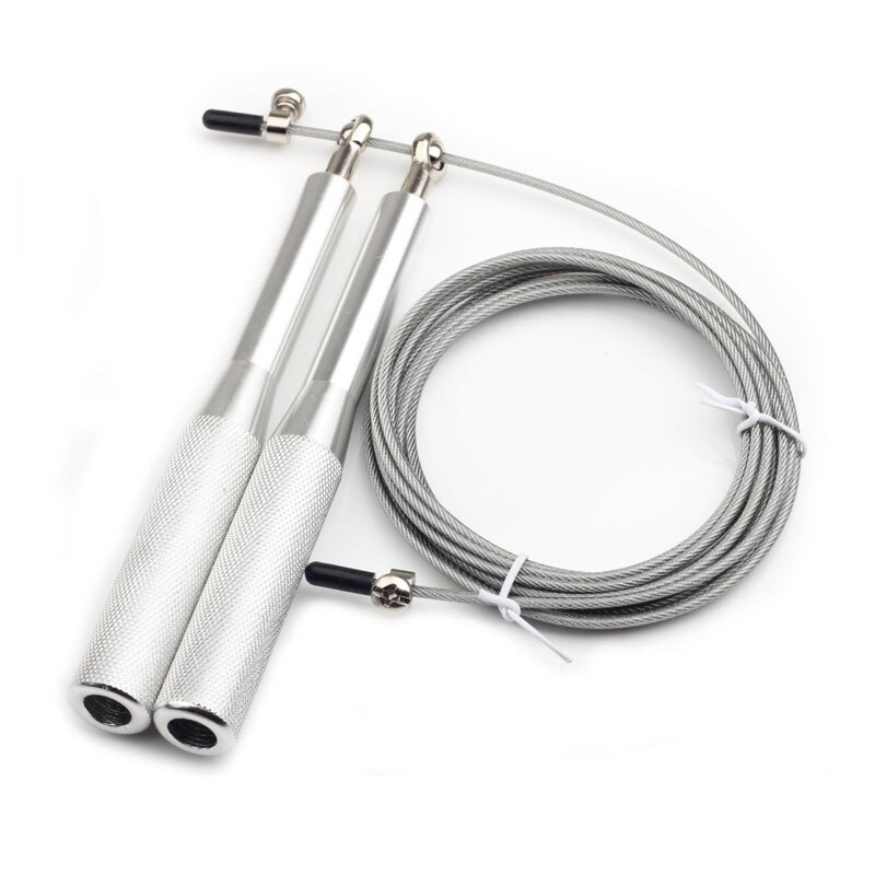 Cuerda de saltar de velocidad para hombre y mujer, comba de salto para Crossfit, equipo de entrenamiento de gimnasio, rodamiento de alambre de acero ajustable, entrenamiento de Fitness MMA: Silver