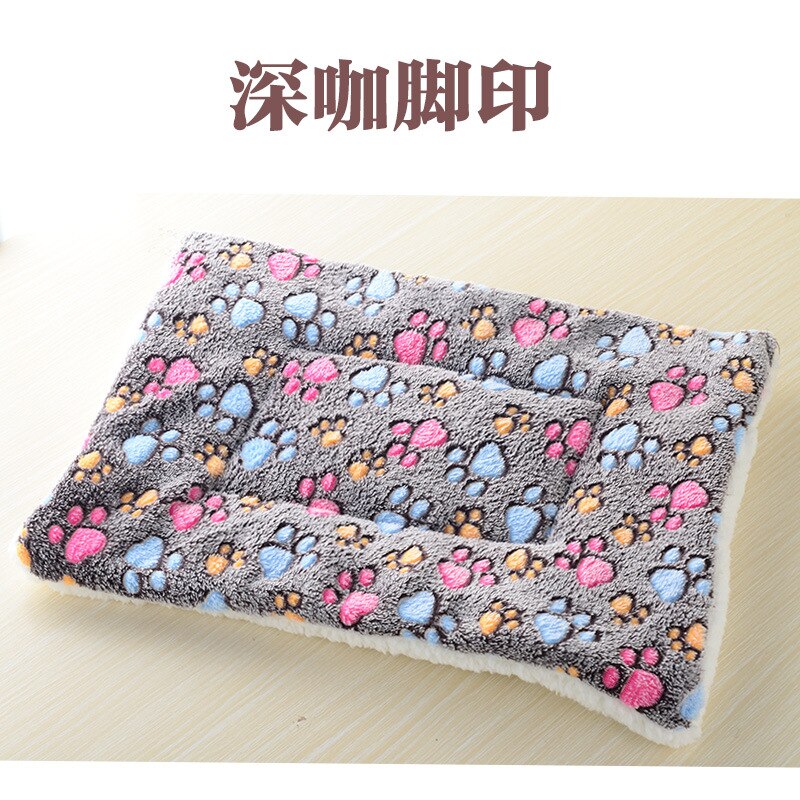 Couverture pour animaux de compagnie, niche pour chien, tapis en coton, imprimé pattes de flanelle, pour chat: Deep coffee color / 50cm 32cm