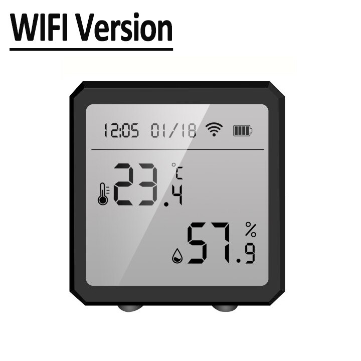Tuya wifi zigbee temperatur fuktighetssensor innendørs hygrometer termometer &amp; lcd-skjerm-appkontroll smarthjem til alexa google: Wifi - svart / 1pc