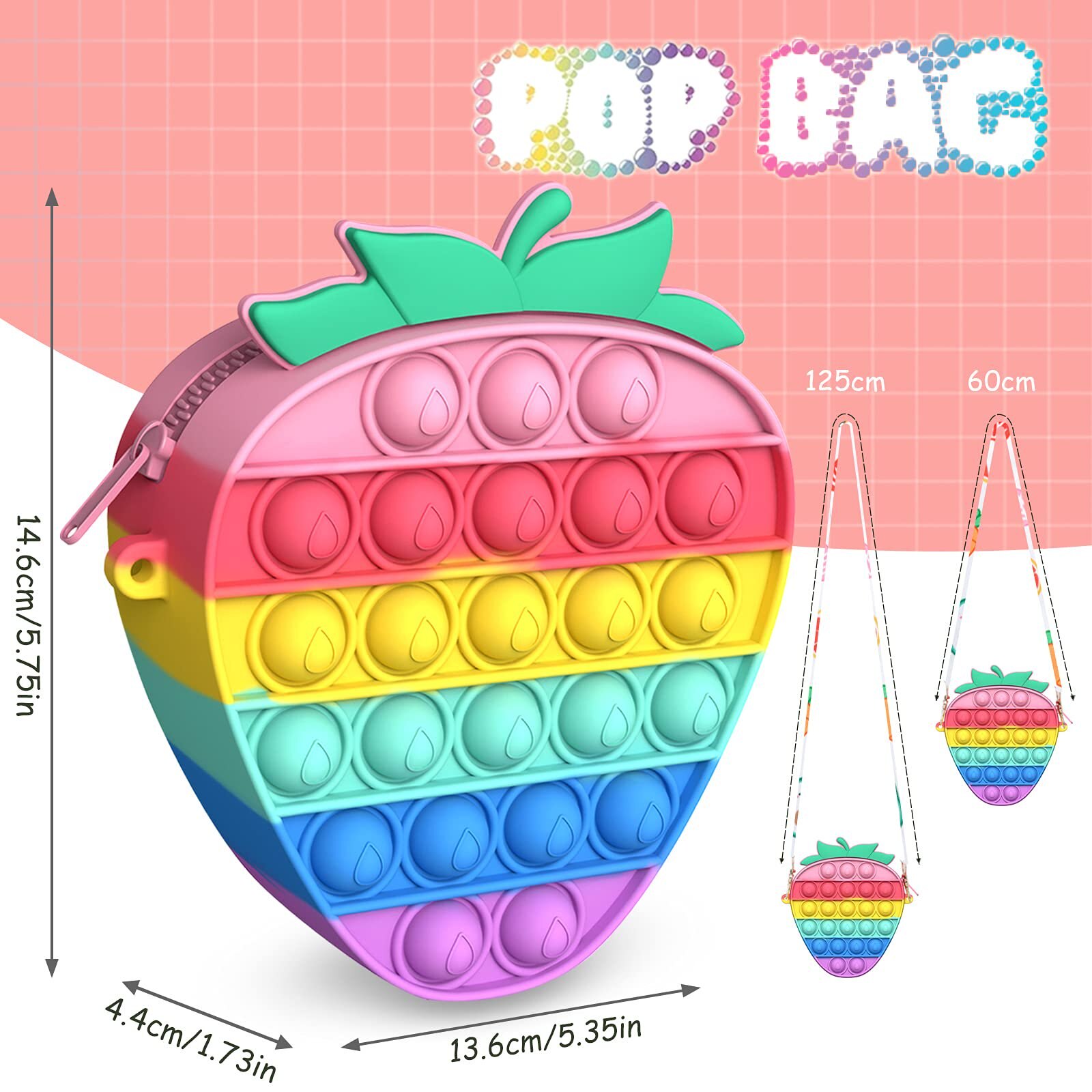 zimfanqi Pop Fidget Toys Rainbow Strawberry Pop Sh... – Grandado