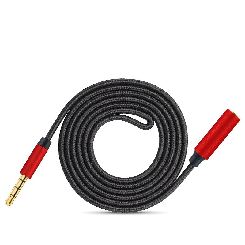 3,5 mm jack aux audio man-vrouw verlengkabel 4-polig met microfoon stereo compatibel voor pc hoofdtelefoon auto luidspreker microfoon: Rood / 2m