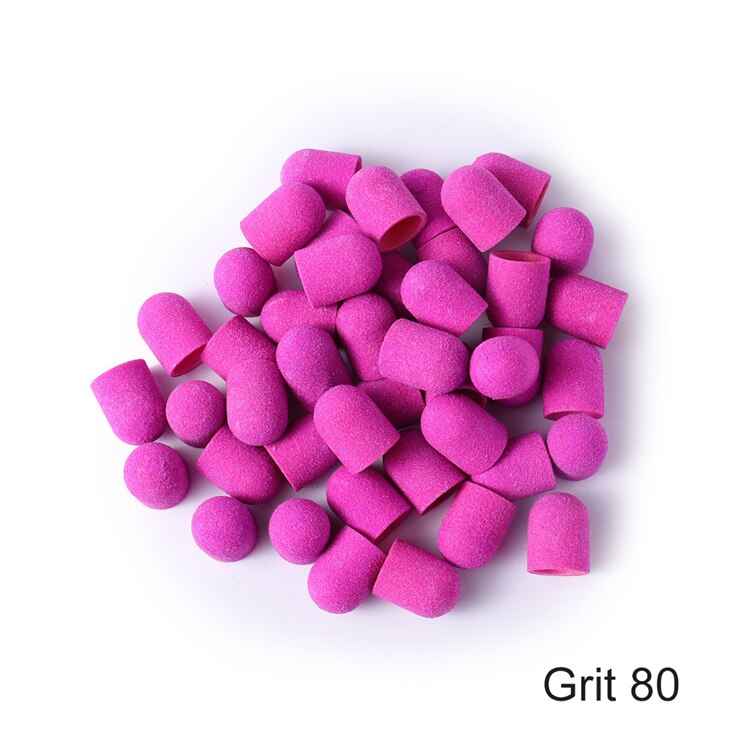 100 stk 13 x 19mm #80/120/180/240 lyserøde negle slibebånd neglebor greb maskine manicure pedicure negle tilbehør dorn: Lilla korn 80