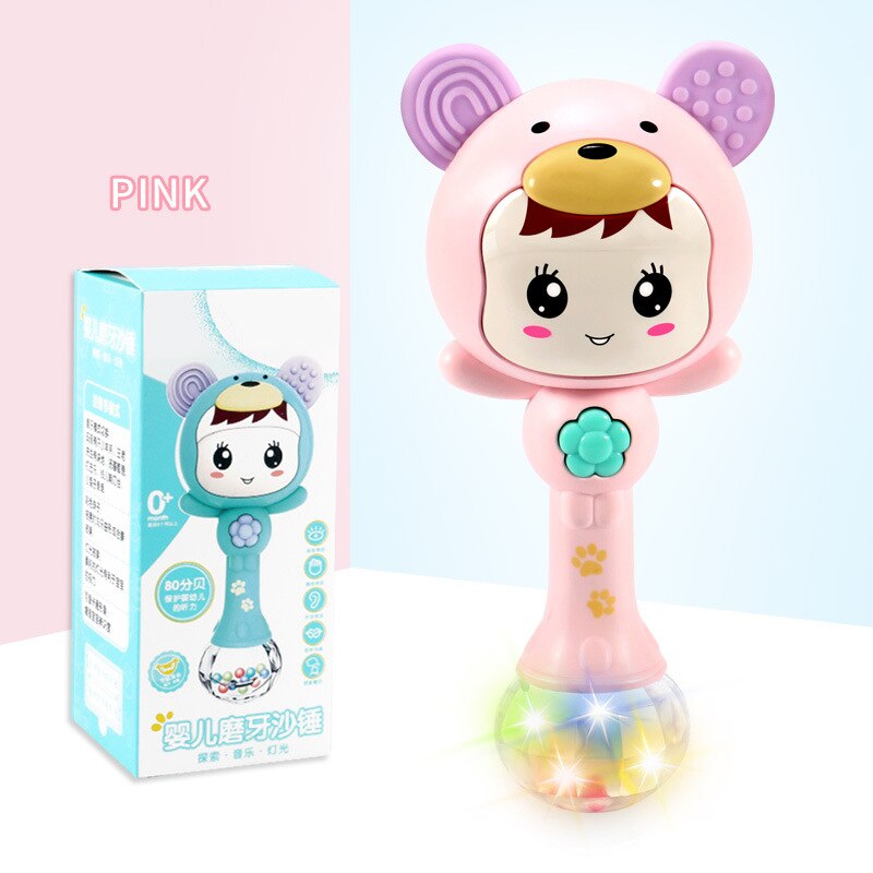 Popolare! portato Luminoso campanello Musica Martello della Sabbia Massaggiagengive Morbido Sviluppare Giocattolo Del bambino Sonaglio di Plastica campanello Intelligente Palla Presa