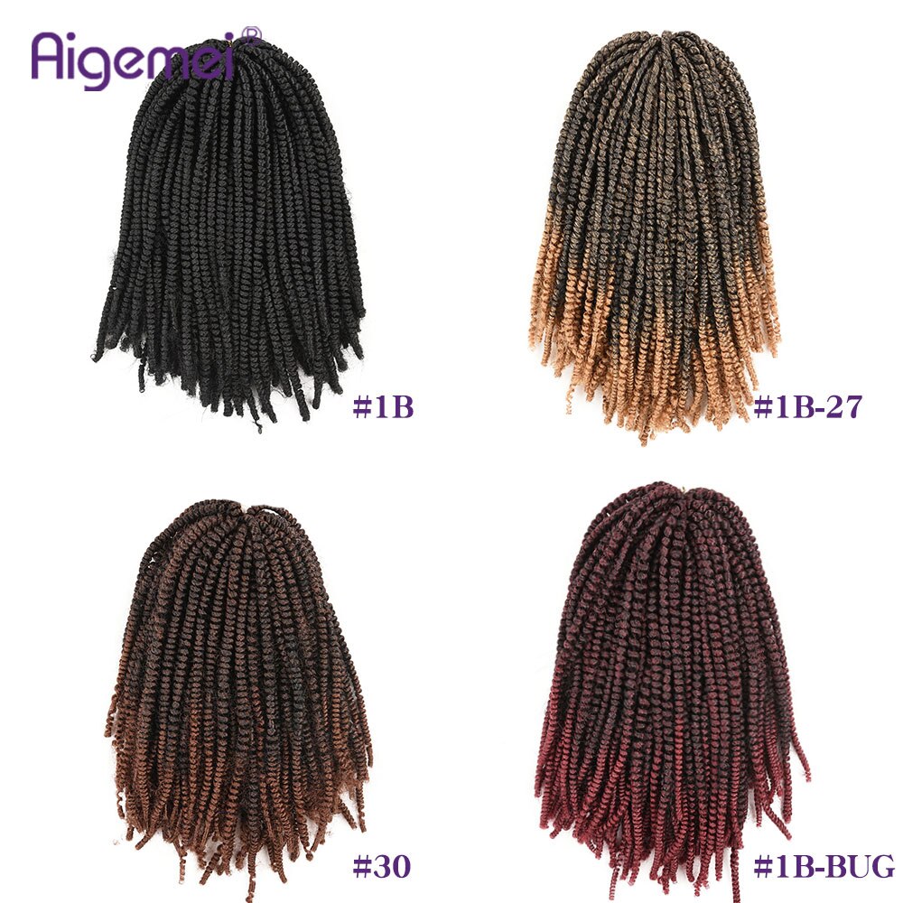 Aigemei Nubian Twist thin spring twist Crochet Hair Braids Hair-Extensions Low Temperature Flame Retardant Synthetic Fiber