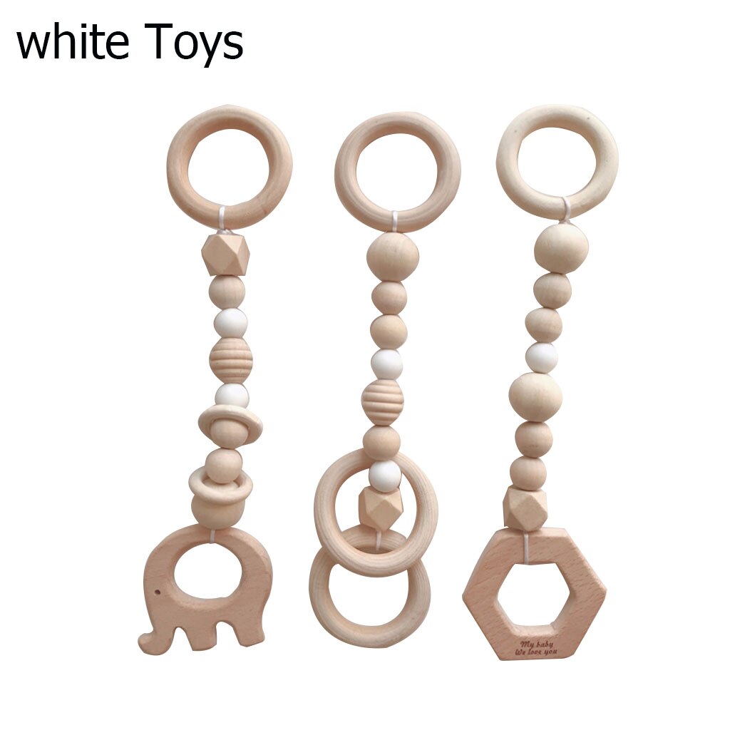 Jouet de gymnastique nordique pour bébés | Jouet avec anneau, cadre en bois, porte-vêtements, , décor pour chambre d'enfants A10: B-White Toys