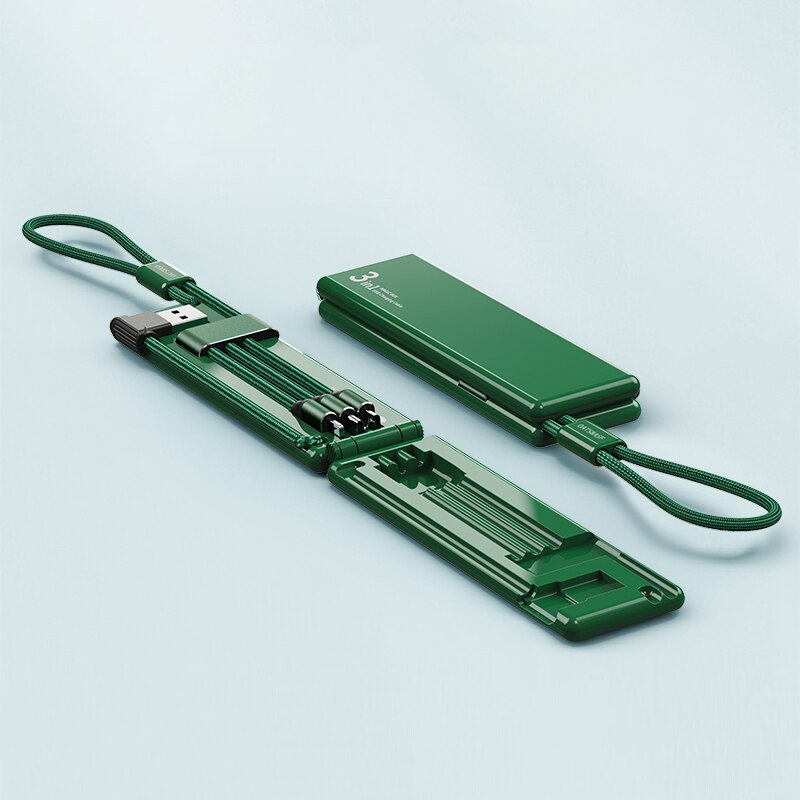 Caja Mágica de Cable de datos de tres-en-uno móvil Teléfono de carga rápida cargador de tres-Línea Tres usar Android de Apple dos-en-uno portátil: Green
