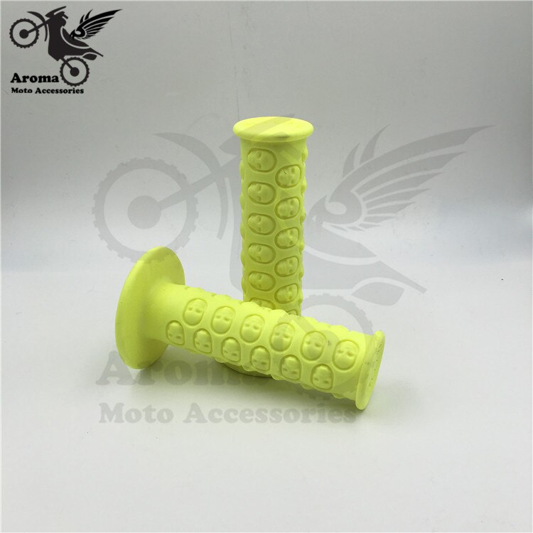 Manillar de motocross con esqueleto humano, empuñaduras de goma universales para moto KTM pit bike: YELLOW