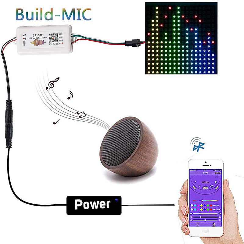 IC SPI Music Bluetooth Controller For WS2812 SK6812 SK9822 RGBW APA102 LPD8806 Strip DC5-24V FULL-WIFI RGB SP107E Pixel
