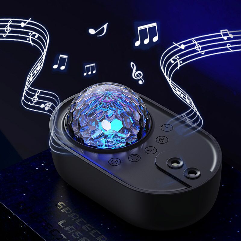Lámpara de proyector de cielo estrellado para dormitorio de niños, luz LED de noche romántica con música creativa, nave espacial