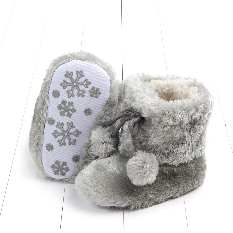 Autumn winter baby boot keep warm Artificial hair ball Newborn baby boot soft toddler baby girls boys booties