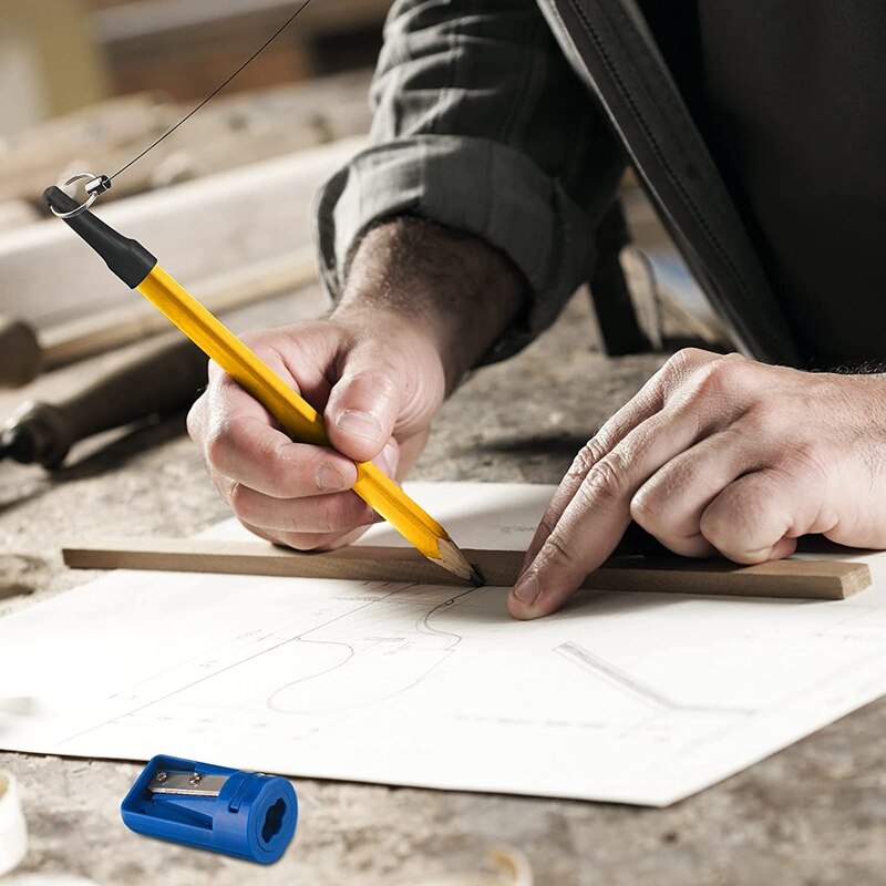 -32 Pieces Construction Pencil Carpenter Pencil Woodwork Pencil Cutter Retractable Pencil Holder Marking Tool