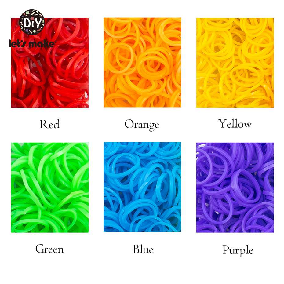 Låt oss göra 1800pc diy leksaker gummi vävstol band stickning armband elastisk regnbåge väv vävstol vuxna barn förälder-barn leksak: Regnbåge