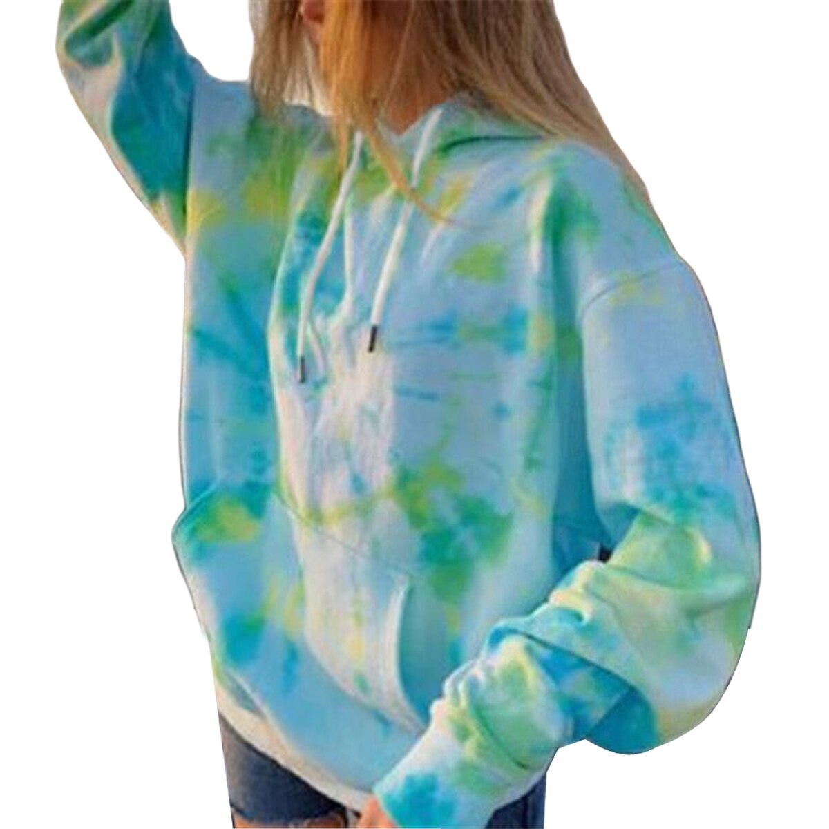 Neue Herbst Sport Casual Sweatshirts Mit Kapuze Oberbekleidung Frauen Lange Hülse Tie Dye Drucken Lose Hip Hop Hoodies Streetwear: XL / green