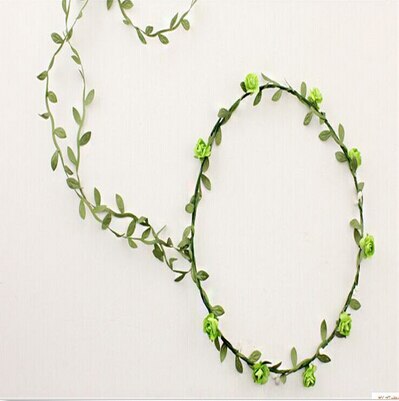 Kvinder brud blomst pandebånd boheme stil blomster krone hårbånd dame elastisk strand hårbånd blad hår gør det selv tilbehør 9 farver