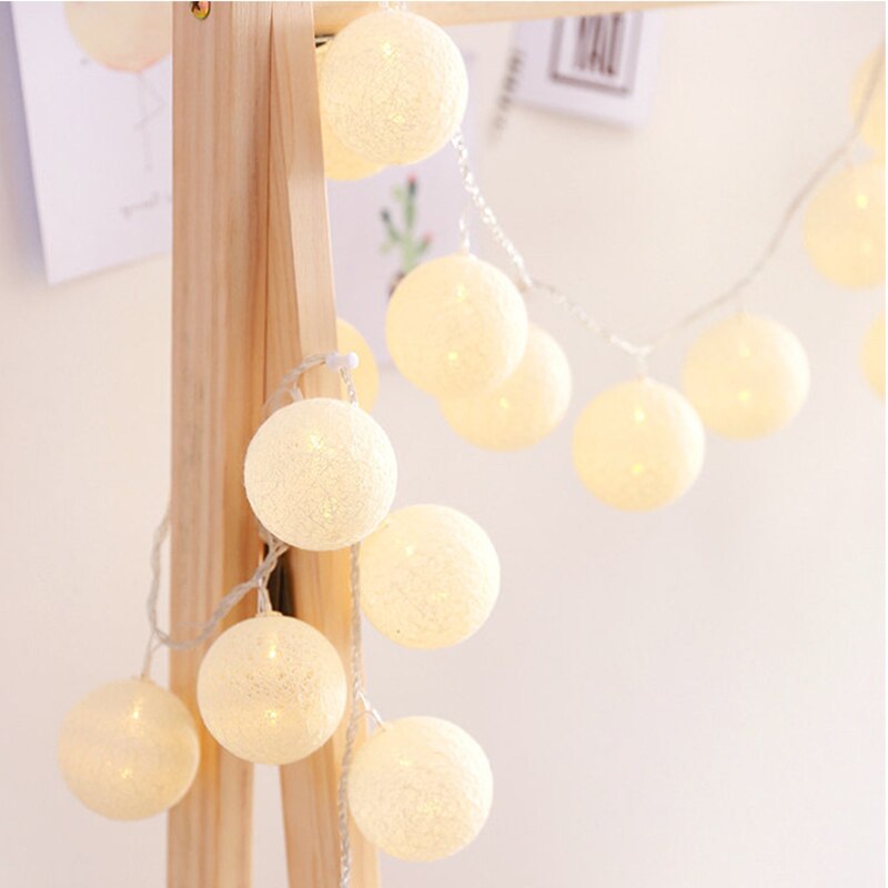 10/20 LED Cotton Ball Led Lights Battery Powered Festoon Led Light Garland Fairy Lights Year Room Decor Christmas Decoration: White / 1m 10Led