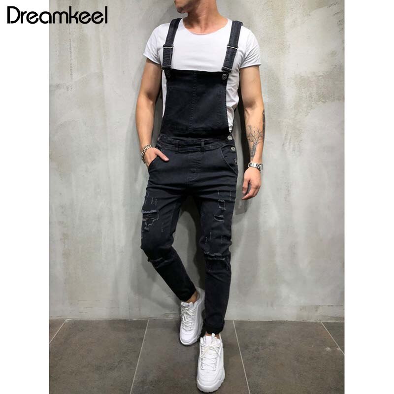 Mænd denim snedker overalls afslappede bukser løse bukser smækbukser herre hip hop jumpsuit smækbukser dreamkeel mærke y