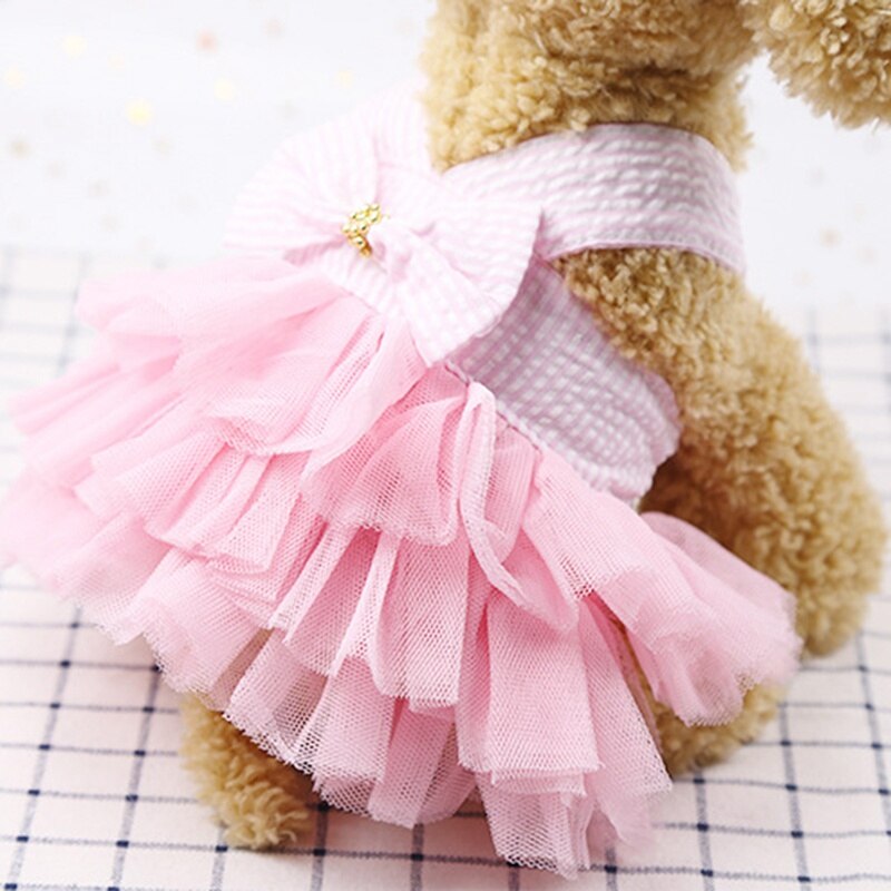 Gauze Skirt Summer Cool Dog Clothes Small Dog Clothing Pet Supplies Teddy Bichon Frise Striped Sling Dress