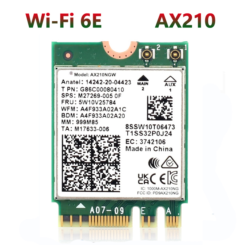 Wifi 6e bluetooth 5.3 ax210 m.2 placa sem fio 5374mbps 2.4ghz 5ghz 6ghz 802.11ax adaptador wi-fi para computador portátil: Default Title