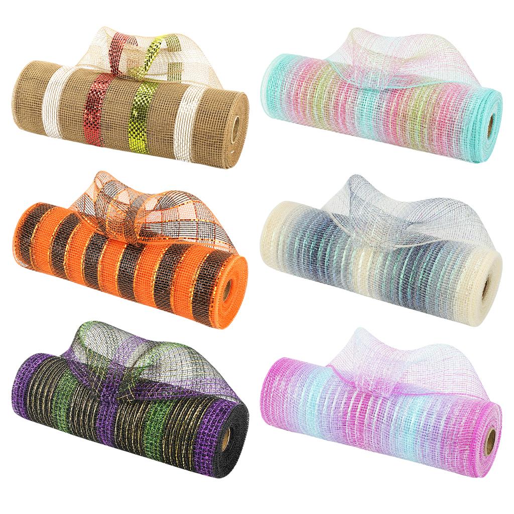 Cinta de malla decorativa de 3 colores, Rollo metálico de 10 pulgadas x 30 pies, para coronas, decoración