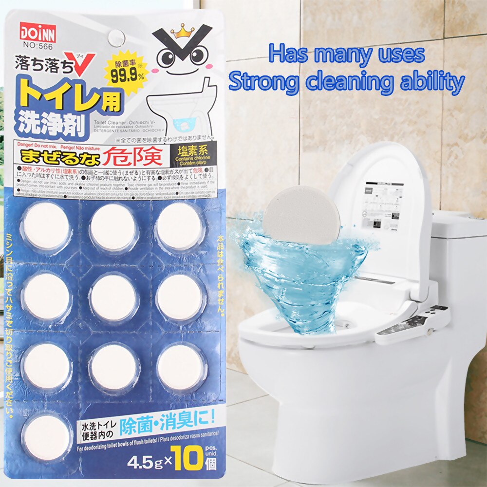 10 pieces of automatic bleach toilet tank cleaner blue pill rinse agent, safe, environmentally-friendly and easy to operate