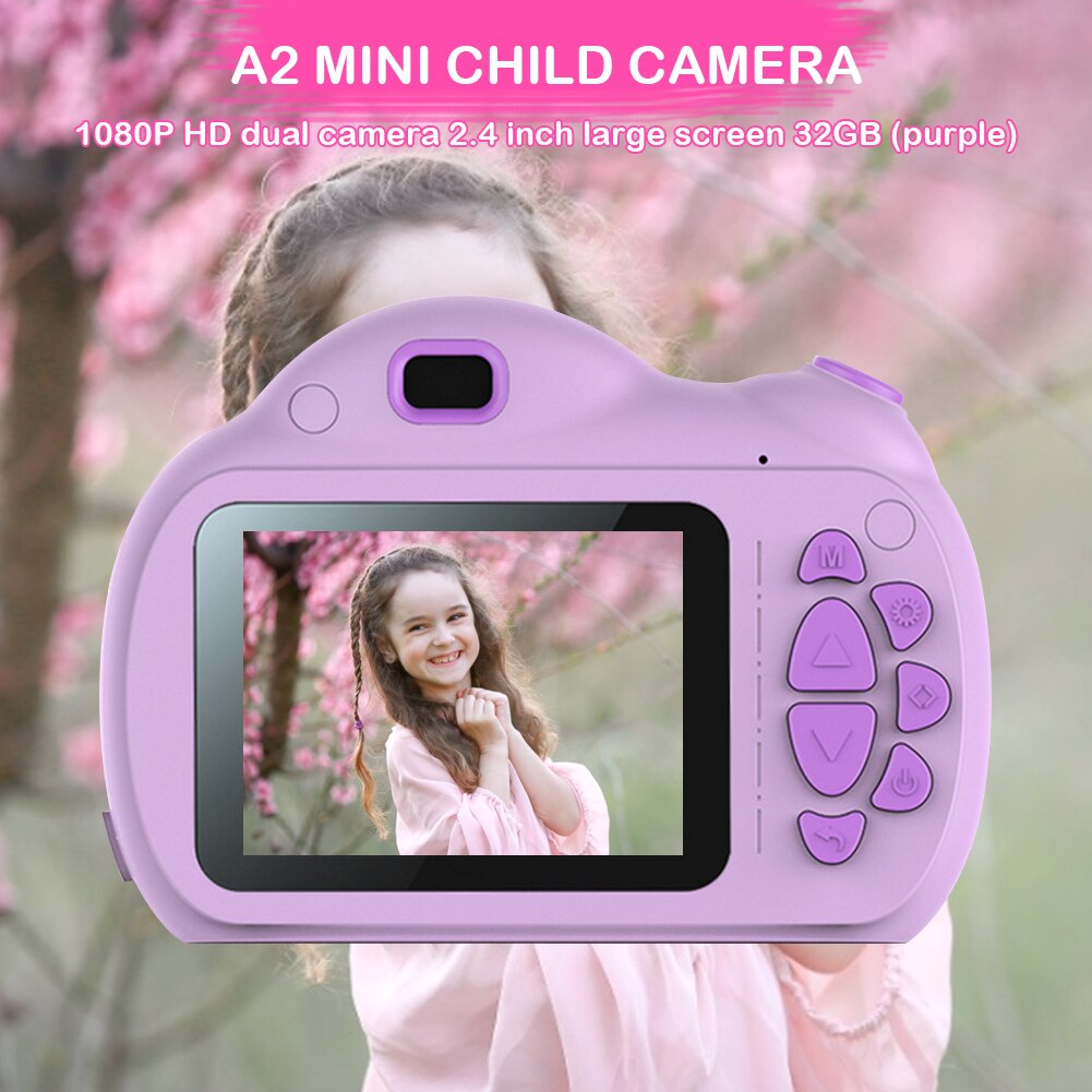 Photography Props 32GB TF Card Purple Digital Camera Original Camera Optical Mini Camera with Flash for Children