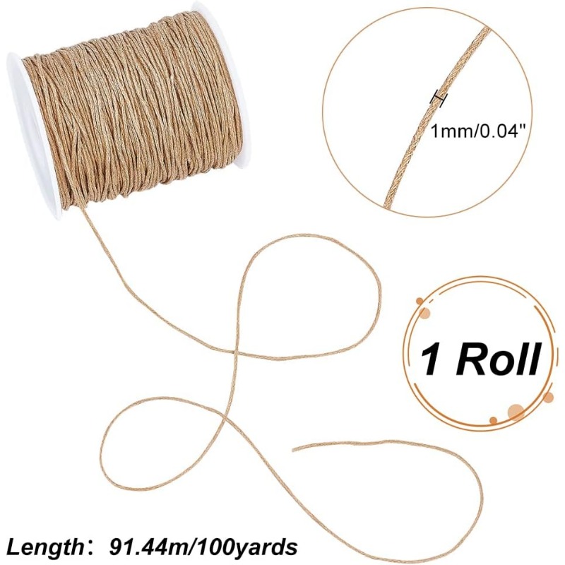 100 yards 1 mm gewaxt katoenen koord, wit gewaxt string wax draad kralen koord voor armband ketting sieraden maken crafting