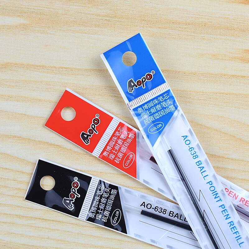 Blue Ballpoint Pen Refills for Drawing Lengthened 14cm Slim 0.38mm Black Red Ink Smooth Writing Packaged 6pcs/Lot