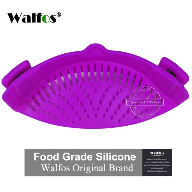WALFOS de silicona de grado de alimentos olla Pan de embudo colador cocina arroz lavado coladores cocina Gadgets Accesorios para herramientas de cocina: Púrpura