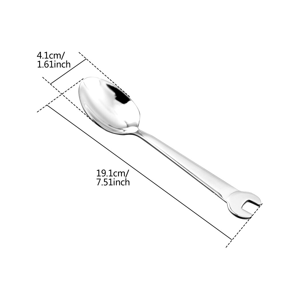 Stainless Steel Dinnerware Set Wrench Shape Fork Spoon Knife Tableware For Dinner Western Utensils Table Cutlery Set: Sliver Spoon L