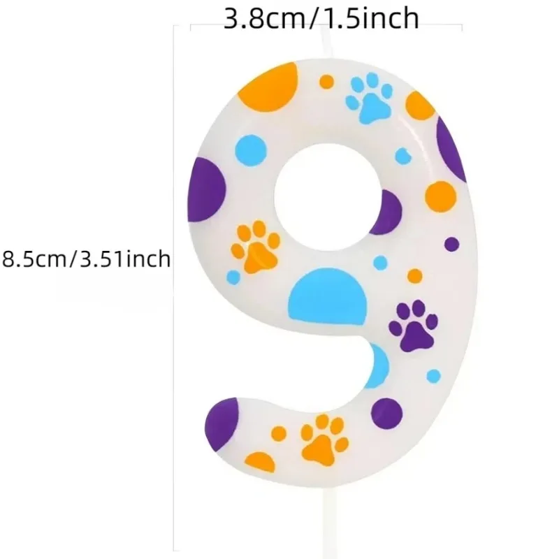 Bougies d'anniversaire imprimées sur le thème de la patte de chien bleue, fournitures de fête d'anniversaire, décoration de gâteau en patte, anniversaire