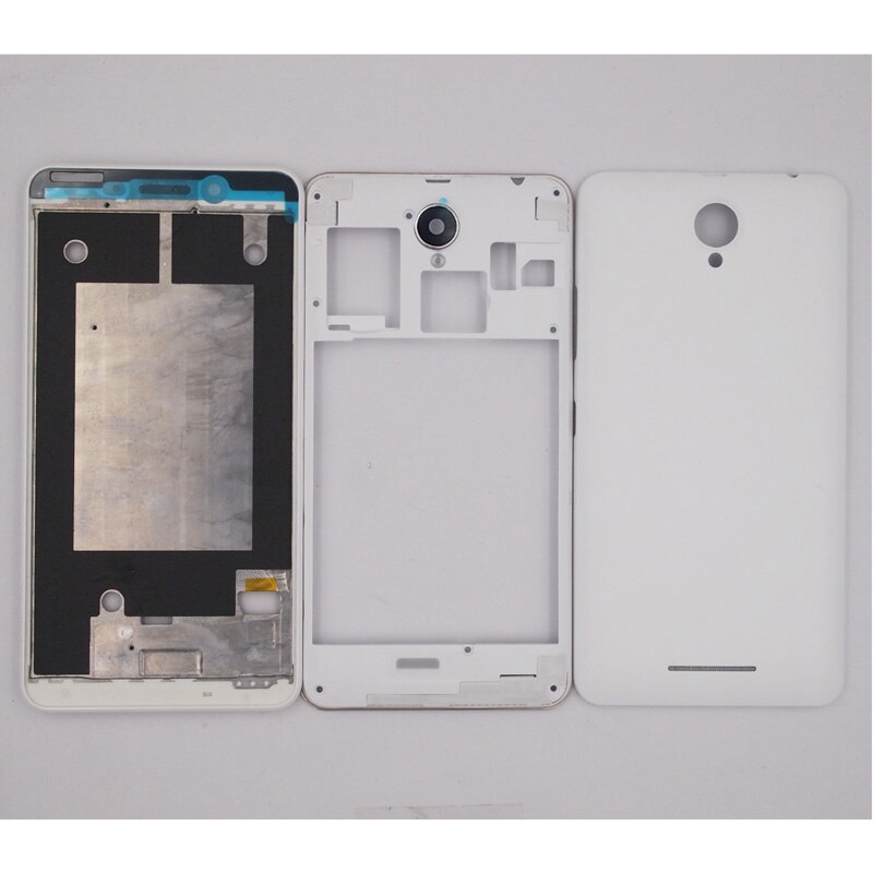 Front Frame Middle Frame Battery Door Back Cover For Lenovo A5000 Housing Without Power Volume Buttons Replacement Repair Part: White