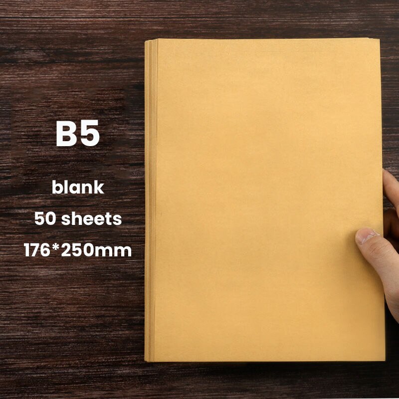 Vintage Kraft Paper Writing Letter Stationery 50 Sheets A4/B5/A5 Romantic Note Craft Paper Painting Packaging Paper: B5 Blank